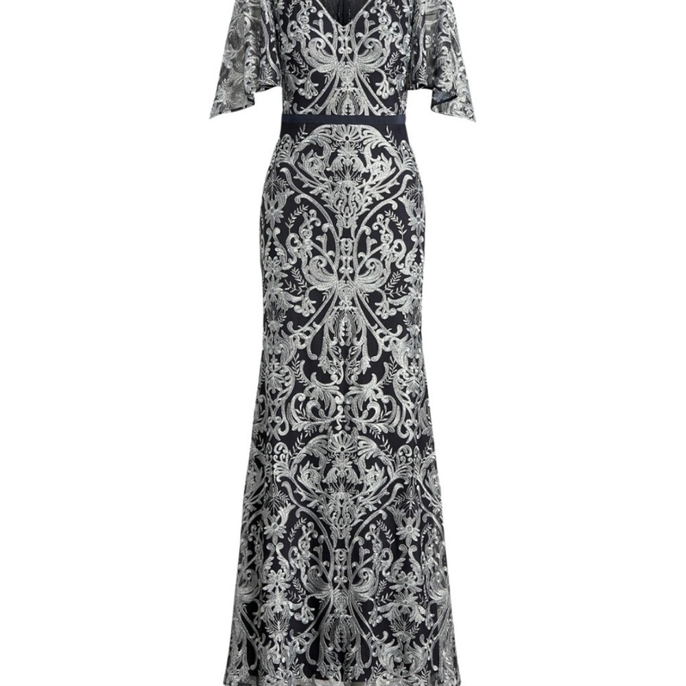 Polo by Ralph Lauren Elegant Black and Silver Maxi Dress